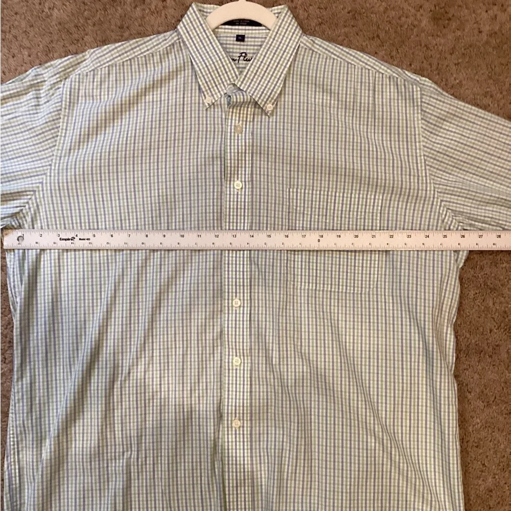 Men’s Alan Flusser small plaid green and blue button down, Size XL, Lightweight - Picture 14 of 17